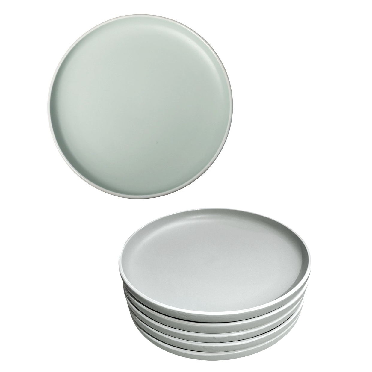 Brandani Fusion piatto piano tondo verde salvia set 6 pz cod.51300